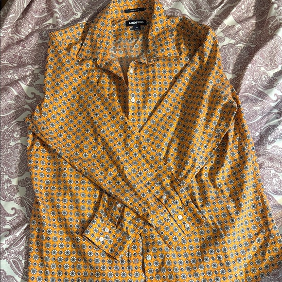 Lands' End Tops - Lands' End Women's Orange Floral Button Down Shirt